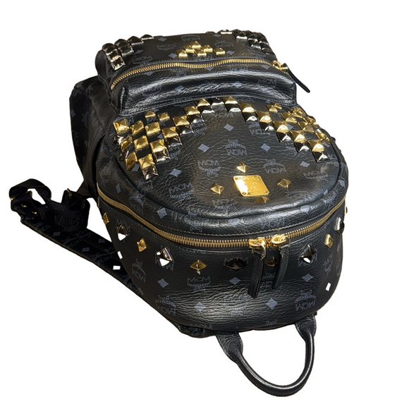 MCM Black Studded Backpack - Picture 8 of 9
